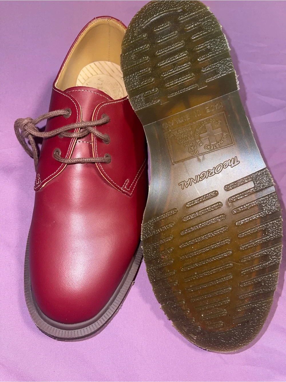 Dr. Martens Men's Burgundy Leather Derby Shoes